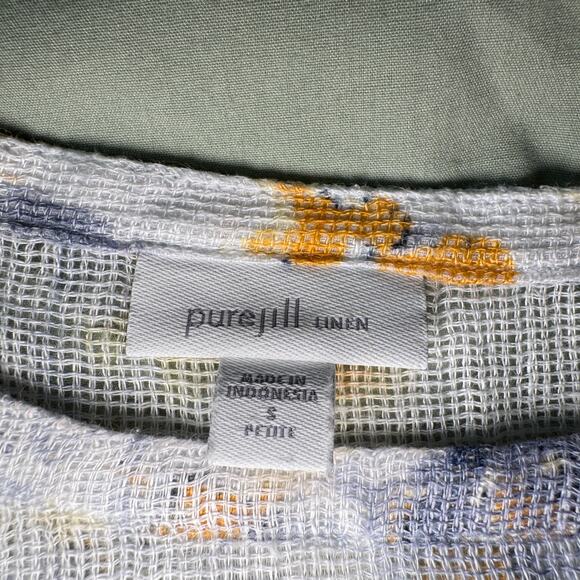 Pure Jill Women's sz Small Linen 1/2 Elbow Sleeve Crew Neck Floral Lightweight - Picture 3 of 8